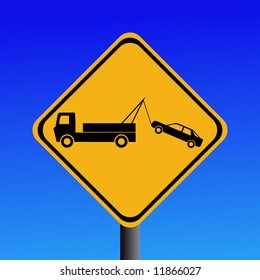warning tow away zone sign on blue illustration