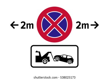 Warning tow away zone sign / icon