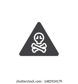 Warning toxic hazard sign vector icon. filled flat sign for mobile concept and web design. Alert signal triangle with skull glyph icon. Symbol, logo illustration. Vector graphics