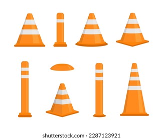 Warning traffic cone in a flat design. Under construction cone. Safety cone