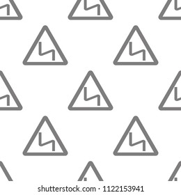 Warning traffic, Road narrows on left icon. Element of minimalistic icons for mobile concept and web apps. Pattern repeat seamless Warning traffic, Road narrows on left icon on white background
