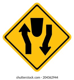 Warning Traffic Sign Divided Highway