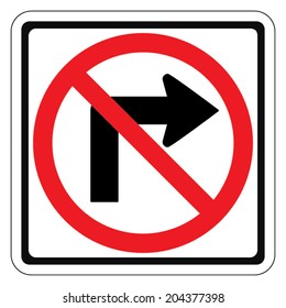 Warning traffic sign DO NOT TURN RIGHT