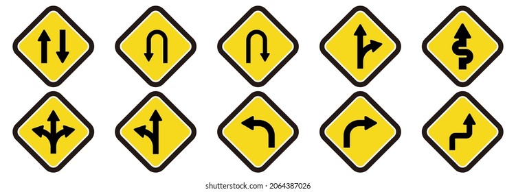 warning traffic sign icon set vector symbol