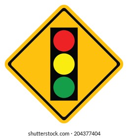 Warning traffic sign intersection, TRAFFIC LIGHT