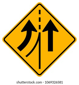 Warning traffic sign merging Left lane,Vector Illustration, Isolate On White Background Label. EPS10