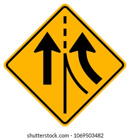 Warning traffic sign merging Right lane,Vector Illustration, Isolate On White Background Label. EPS10