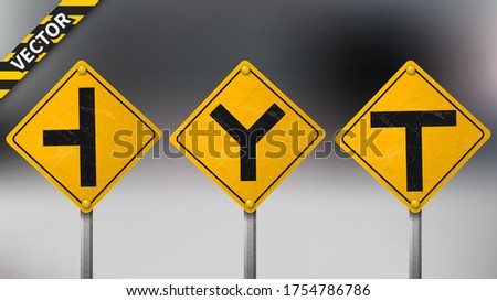 Warning Traffic sign set on blurred traffic background, isolated and easy to edit. Vector Illustration