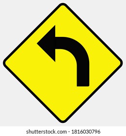Warning traffic sign, turn left