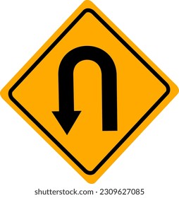 Aviso de la señal de tráfico U-TURN. Diseño vectorial reemplazable.