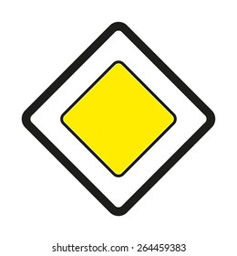 Warning traffic signs. Priority road ahead.