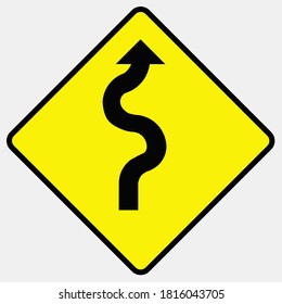 Warning traffic signs, sequence of several bends, first turn right