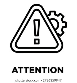 A warning triangle with an exclamation mark and gear indicates caution, attention, or system issues.