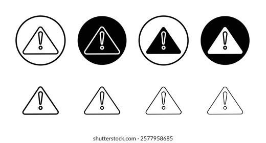 Warning triangle icon black and white vector sign