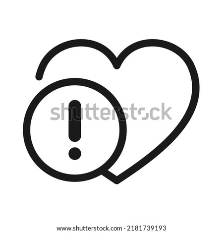 Warning triangle icon, failure icon with heart sign. Heart attack. Medical icon vector illustration