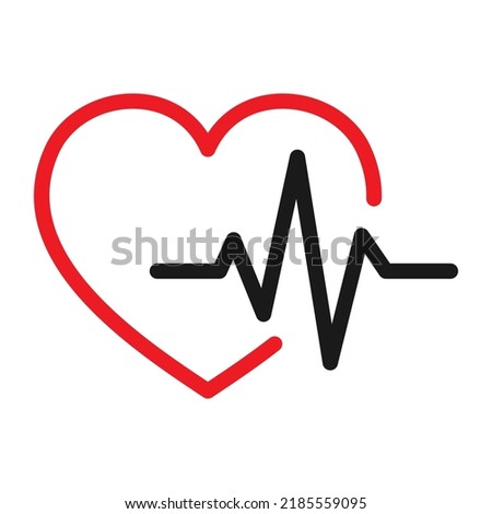 Warning triangle icon, failure icon with heart sign. Heart attack. Medical icon vector illustration