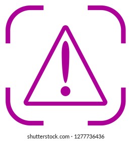 Warning triangle icon in focus. White background