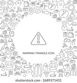 Warning Triangle Icon, line style with mosaic icon background, great for web and background use.