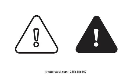 Warning triangle icon set in Thin line black color.