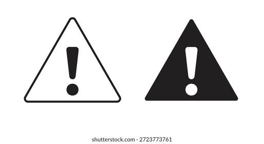 Warning triangle icons, vector symbols. filled flat sign