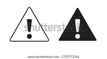 Warning triangle icons, vector symbols. filled flat sign