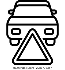 Triángulo de advertencia en la carretera. Accidente automovilístico. Ilustración vectorial moderna del signo de reflexión.