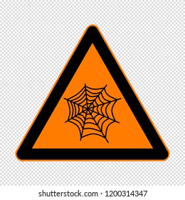 warning triangle road sign with spider web