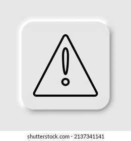 Warning triangle simple icon. Flat desing. Neumorphism design.ai