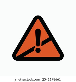 Símbolo de triángulo de advertencia con una línea diagonal negra, triángulo naranja y fondo blanco, que ilustra precaución o alerta.