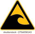 Warning tsunami hazard zone sign hazard. Caution Signs for tsunami zone sign hazards. Alert for tsunami  zone sign conditions. Hazard tsunami zone sign, vector icon illustration isolated.