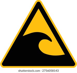 Warning tsunami hazard zone sign hazard. Caution Signs for tsunami zone sign hazards. Alert for tsunami  zone sign conditions. Hazard tsunami zone sign, vector icon illustration isolated.
