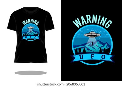 warning UFO retro silhouette t shirt design