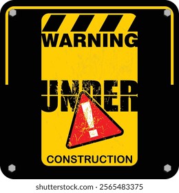 Warning, Under Construction, board and sign vector
