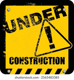 Warning, Under Construction, board and sign vector
