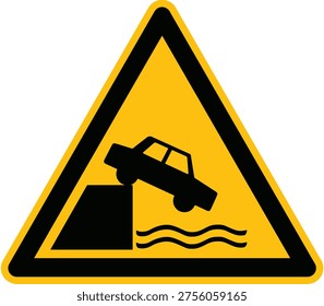 Warning unprotected edge sign hazard. Caution Signs for unprotected edge sign hazards. Alert for unprotected edge sign conditions. Hazard unprotected edge sign, vector icon illustration isolated.