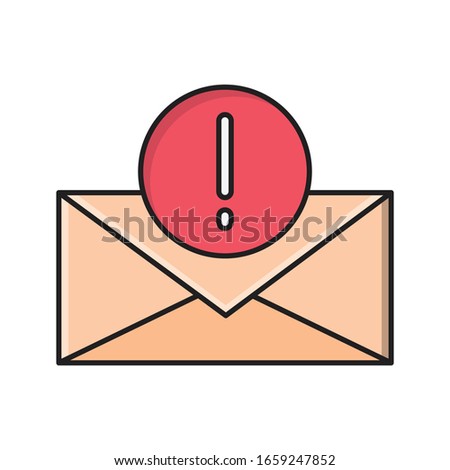 warning vector flat color icon 