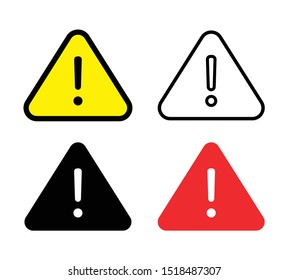 Warning Vector Icon Illustration Sign. Danger Sign Flat Design. Caution Error Icon. Exclamation Point In A Triangle.