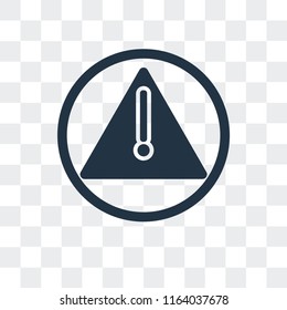 Warning vector icon isolated on transparent background, Warning logo concept