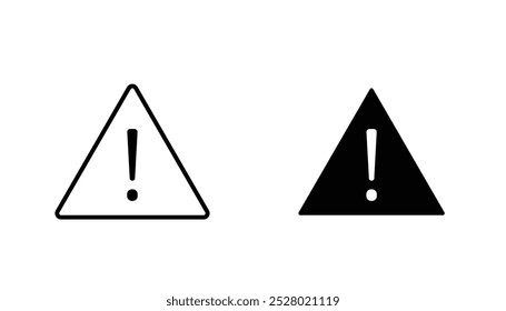 Warning vector icon set in black and white color.