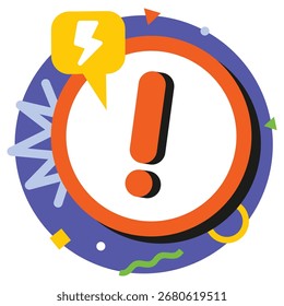 Ilustração de Vetor de Aviso. Design mínimo plano. Ilustração editável para web, móvel, impressão