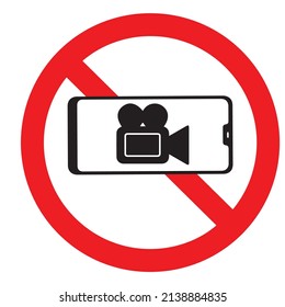 Warning vector illustration symbol is prohibited from shooting taking video