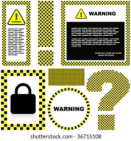 Warning vector label. Vector template.