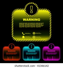 Warning vector label. Vector template.