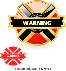 Warning vector label. Vector template.