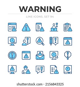 Warning vector line icons set. Thin line design. Outline graphic elements, simple stroke symbols. Warning icons