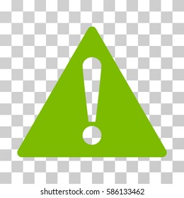 Warning vector pictogram. Illustration style is flat iconic eco green symbol on a transparent background.