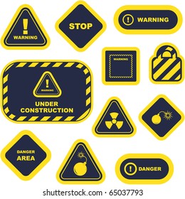 Señales vectoriales de advertencia. Gran colección.