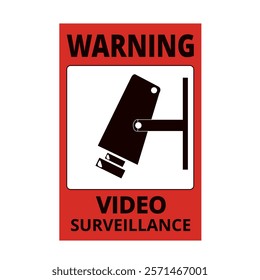 Warning video surveillance banner on a white background