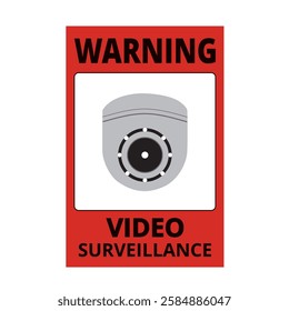 Warning video surveillance banner on a white background