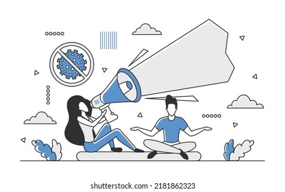 Warning virus attention spreading. Stop coronovirus by staying home and safe vector monocolor illustration